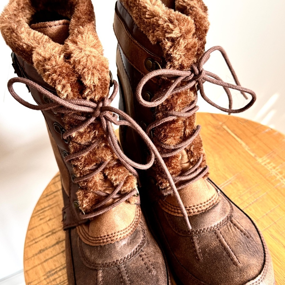 Brown Fur-Lined Women's Boots - Picture 4 of 11